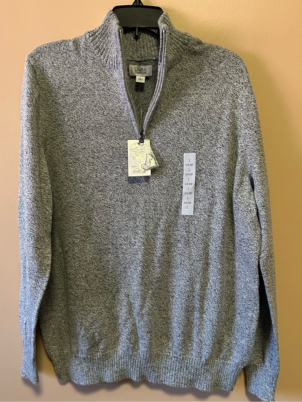 croft & barrow Men's Light Gray Quarter-Zip Sweater